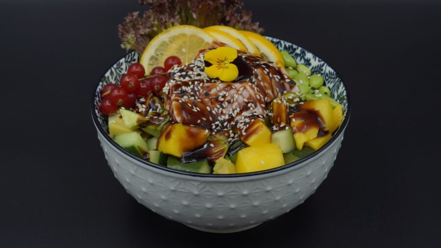 Flamed Salmon Avocado Bowl